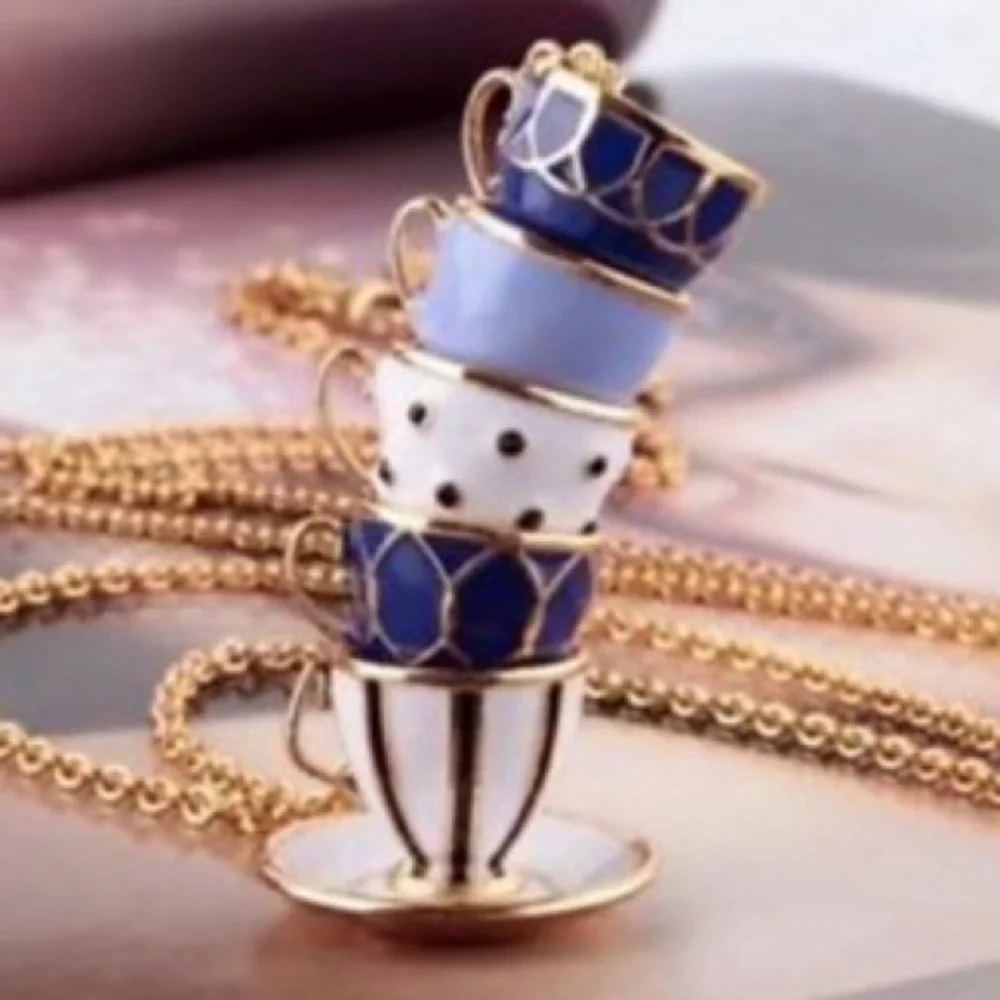 Kate Spade Authentic Tea Time Stacked Cups Necklace